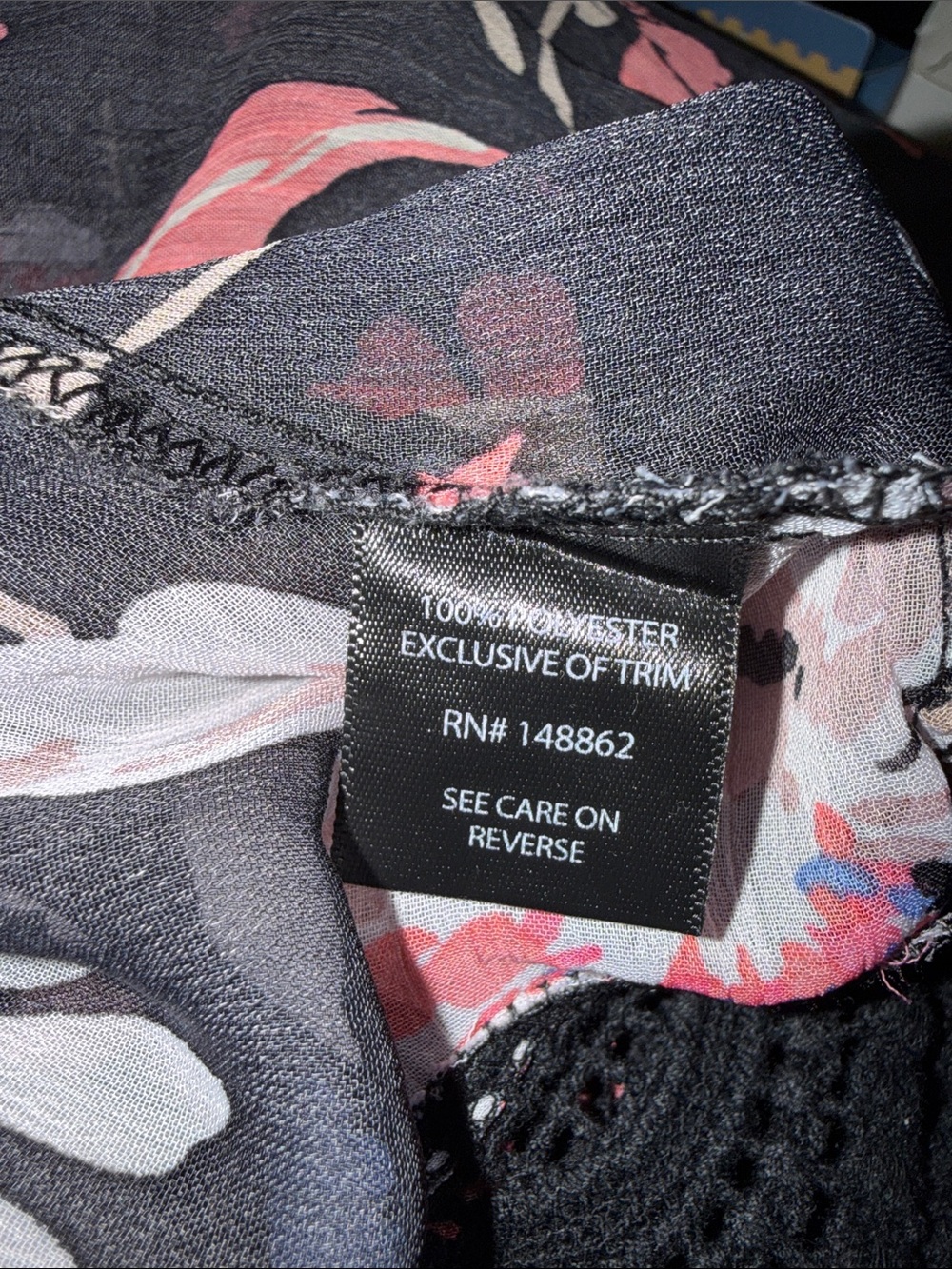 TORRID Floral Black Crochet Trim Kimono 1/2 - Picture 7 of 8